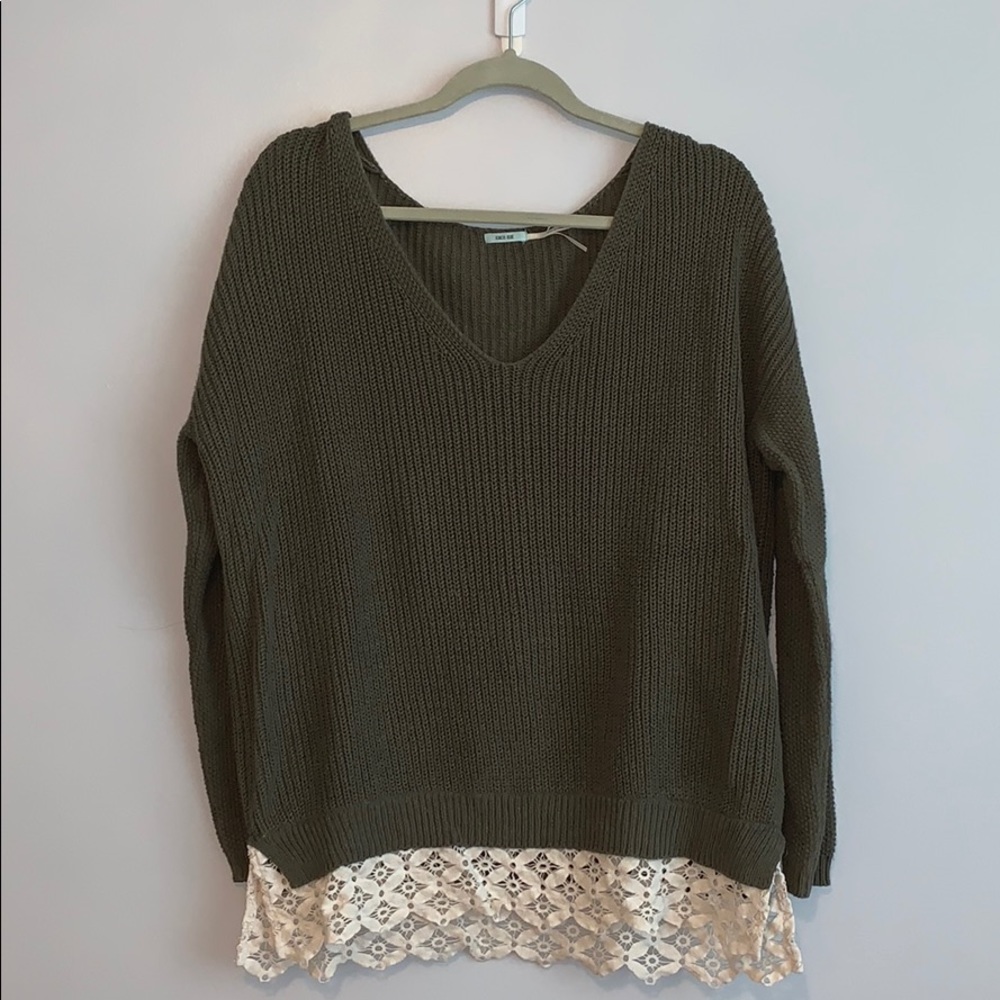 UO Olive Green Detailed Sweater